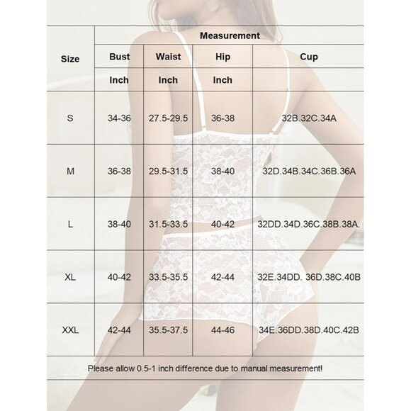 🆕Women White Lace Bra and Panty Set V Neck Baby doll 2 Piece Mesh Bralette Set - Picture 6 of 7